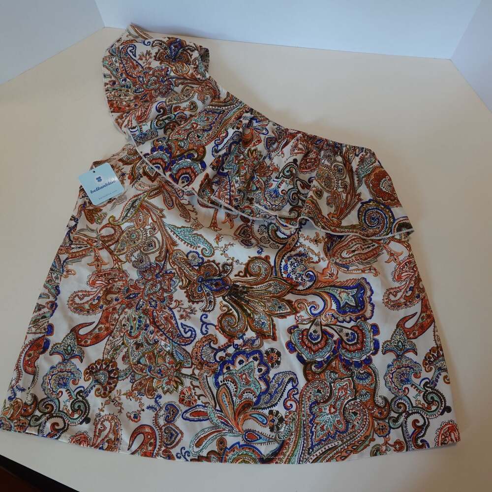 Bellanblue Paisley Print One-Shoulder Ruffle Top